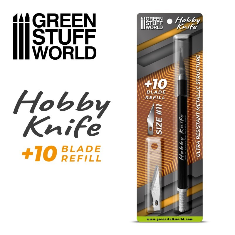 GREEN STUFF WORLD 11026  Metal HOBBY KNIFE with spare blades YEDEK BIÇAKLARIYLA MAKET BIÇAĞI