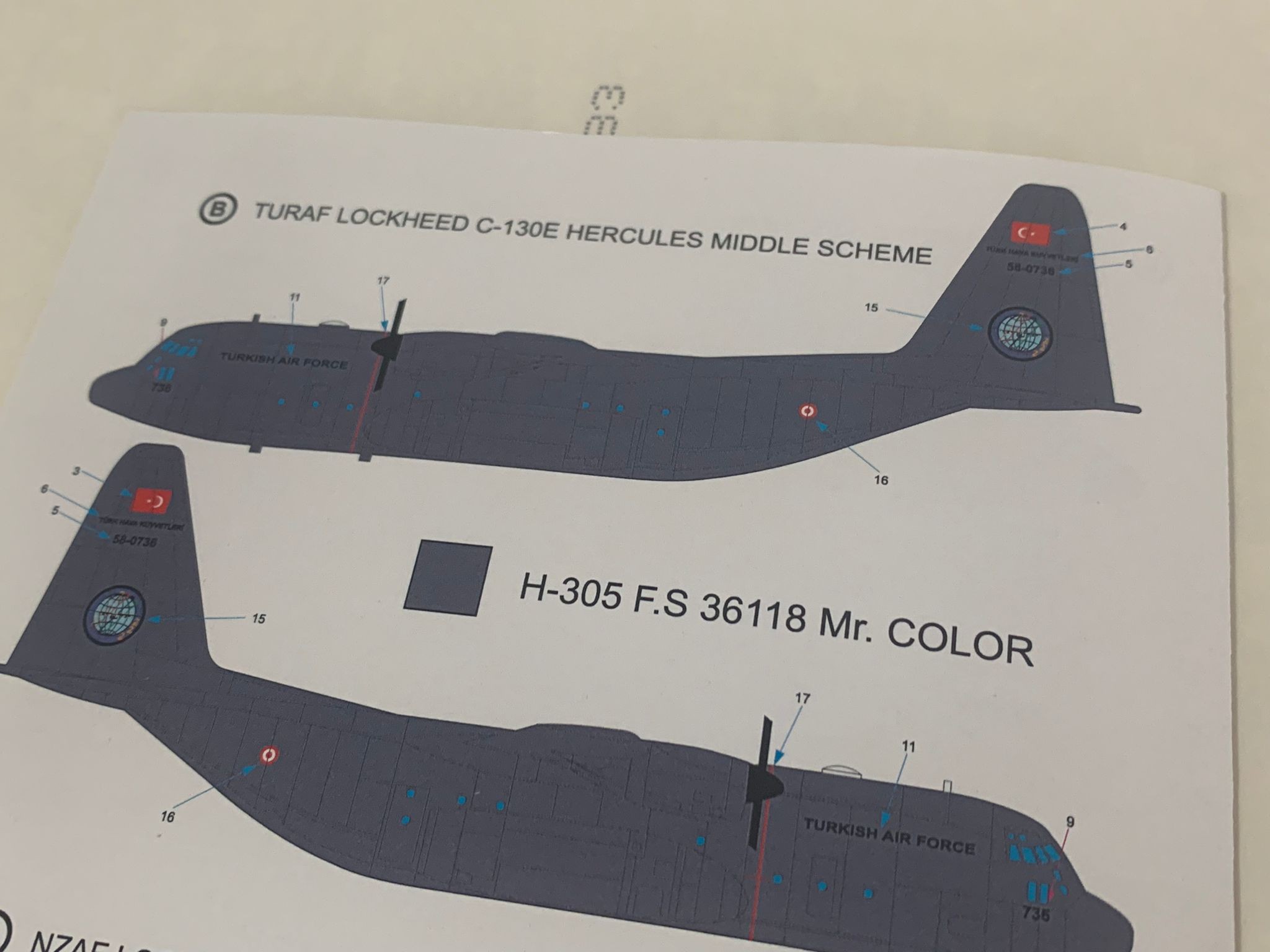 BABİBİ MODEL DDT-01077 C-130 HERKÜL KARGO UÇAĞI DEKAL SETİ 