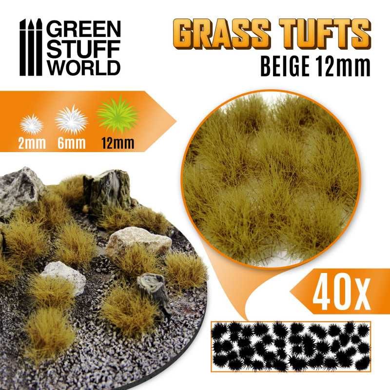 GREEN STUFF WORLD 1348 Grass TUFTS 12mm self-adhesive BEIGE - 12MM BEJ ÇİM ÖBEĞİ