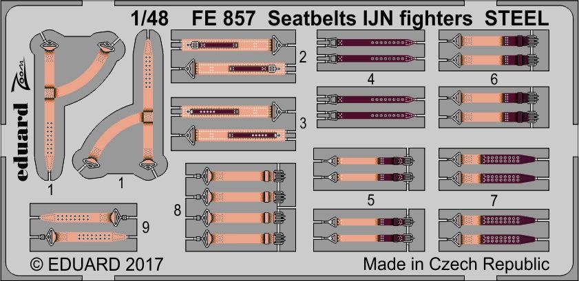 EDUARD FE857 1/48 SEATBELTS IJN Fighters STEEL JAPON İMPARATORLUK DONANMASI UÇAKLARI KOLTUK KEMERİ SETİ