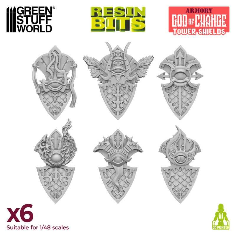 GREEN STUFF WORLD 13191 God of Change Tower Shields 3D Printed Set