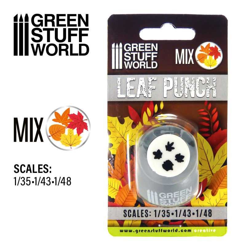 GREEN STUFF WORLD 1300 Miniature Leaf Punch GREY - KARIŞIK YAPRAK ZIMBASI