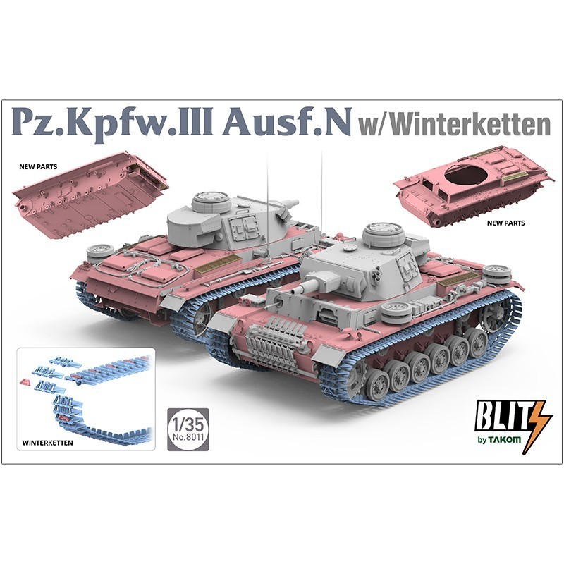 TAKOM 8011 1/35 Pz.Kpfw.III Ausf.N with Winterketten TANK MAKETİ
