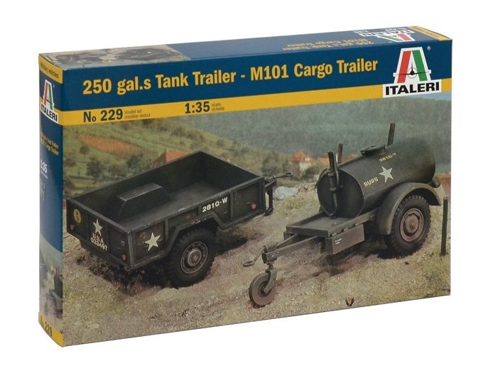 ITALERI 0229 1/35 250 gal.s Tank Trailer - M101 Cargo Trailer ASKERİ KARA ARACI MAKETİ