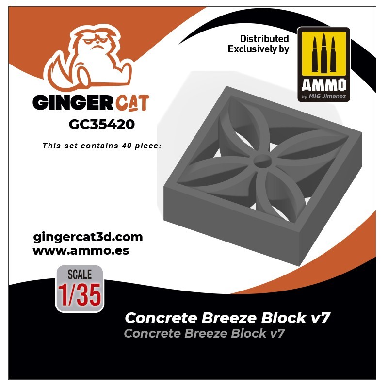 Ginger Cat 35420 1/35 Concrete Breeze Blocks Version 7 (40pcs) Reçine Detay Seti