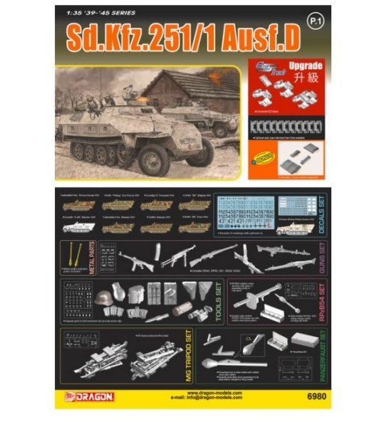 DRAGON 6980 1/35 Sd.Kfz.251/1 Ausf.D İKİNCİ DÜNYA SAVAŞI ALMAN PERSONEL TAŞIYICI MAKETİ