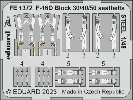 EDUARD FE1372 1/48 F-16D Block 30/40/50 Seatbelts STEEL DETAY SETİ