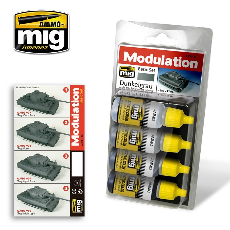 AMMO MIG 7001 Dunkelgrau Modulation Set ALMAN ARAÇLARI GRİ RENK BOYA SETİ