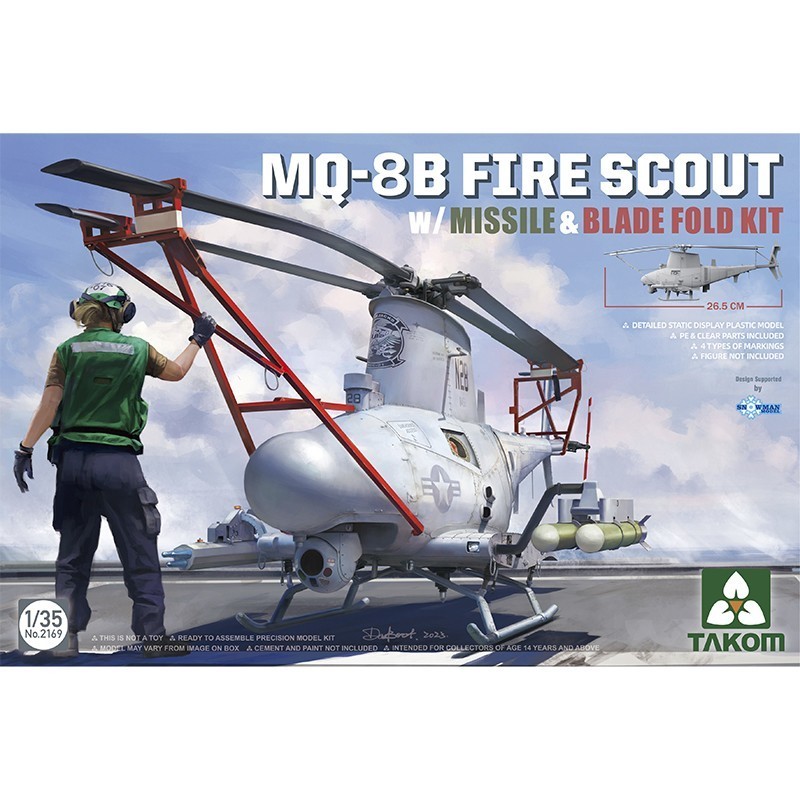 TAKOM 2169 1/35 MQ-8B Fire Scout with Missile & Blade Fold Kit DRONE MAKETİ