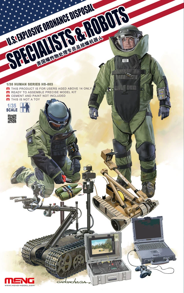 MENG HS-003 1/35 U.S. EXPLOSIVE ORDNANCE DISPOSAL SPECIALISTS & ROBOTS BOMBA İMHA PERSONELİ ve ROBOTU FİGÜR MAKETİ