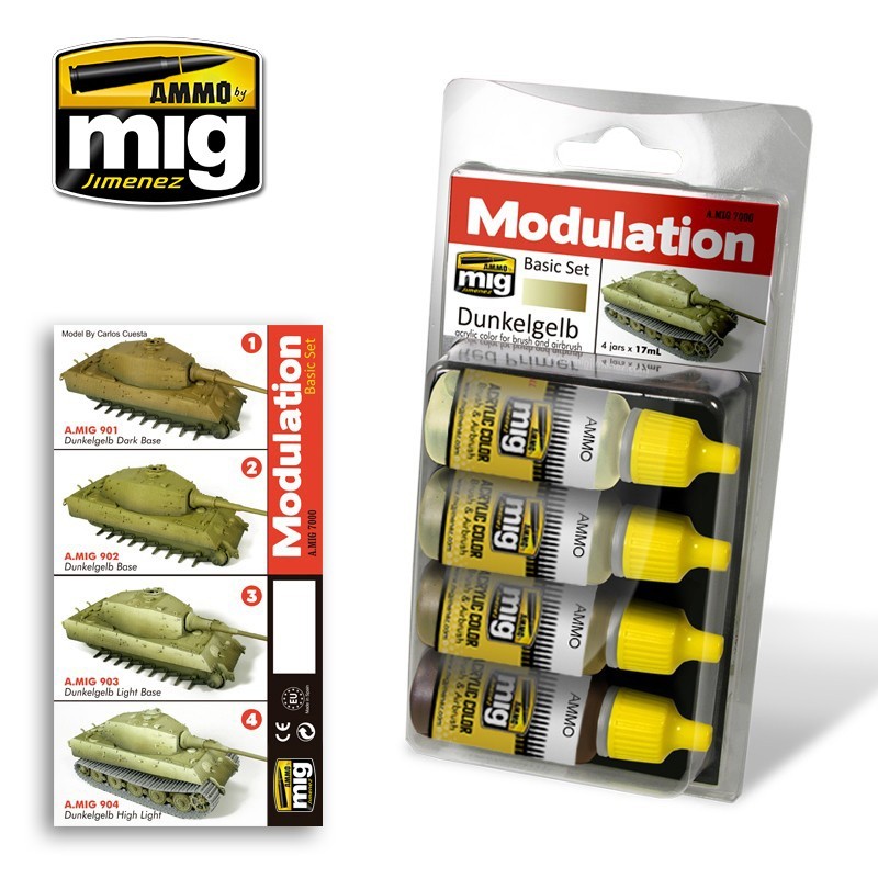 AMMO MIG 7000 Dunkelgelb Modulation Set Alman Araçları Sarı Renk Boya Seti