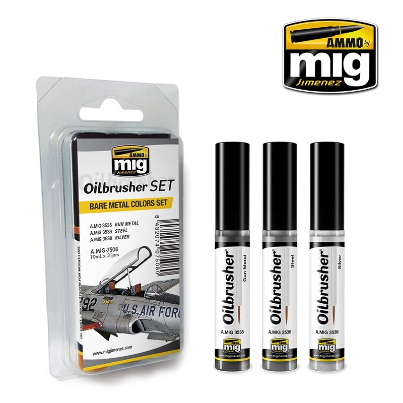 AMMO MIG 7508 OILBRUSHER SET BARE METAL – ÇIPLAK METAL YAĞLI BOYA SETİ