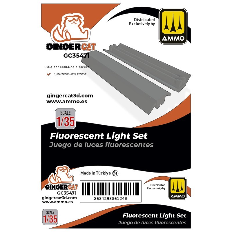 Ginger Cat 35471 1/35 Fluorescent Light Set (4pcs) Reçine Detay Seti