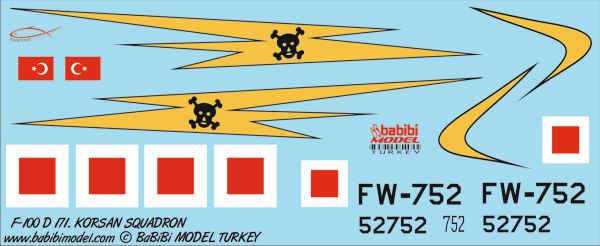 BABİBİ MODEL DAT - 01111 1/48 F-100D 171.KORSAN FİLO DEKAL SETİ