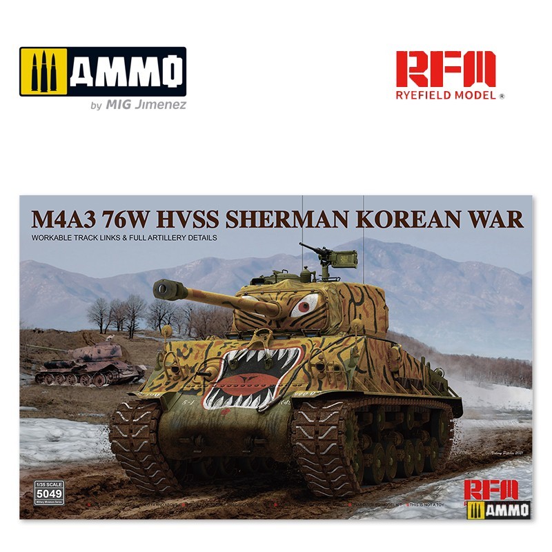 RYE FIELD MODELS 5049 1/35 M4A3 76W HVSS Sherman Korean War Tank Maketi