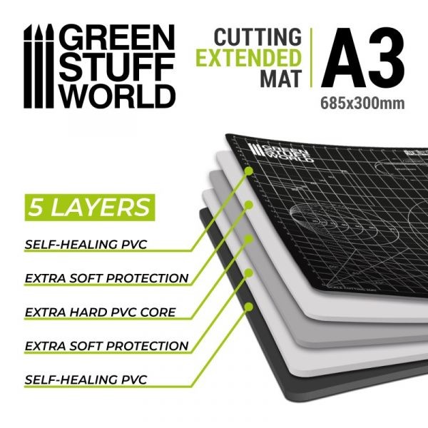 GREEN STUFF WORLD 2556 SCALE CUTTİNG MAT A3 EXTENDED – UZATILABİLEN A3 KESİM MATI