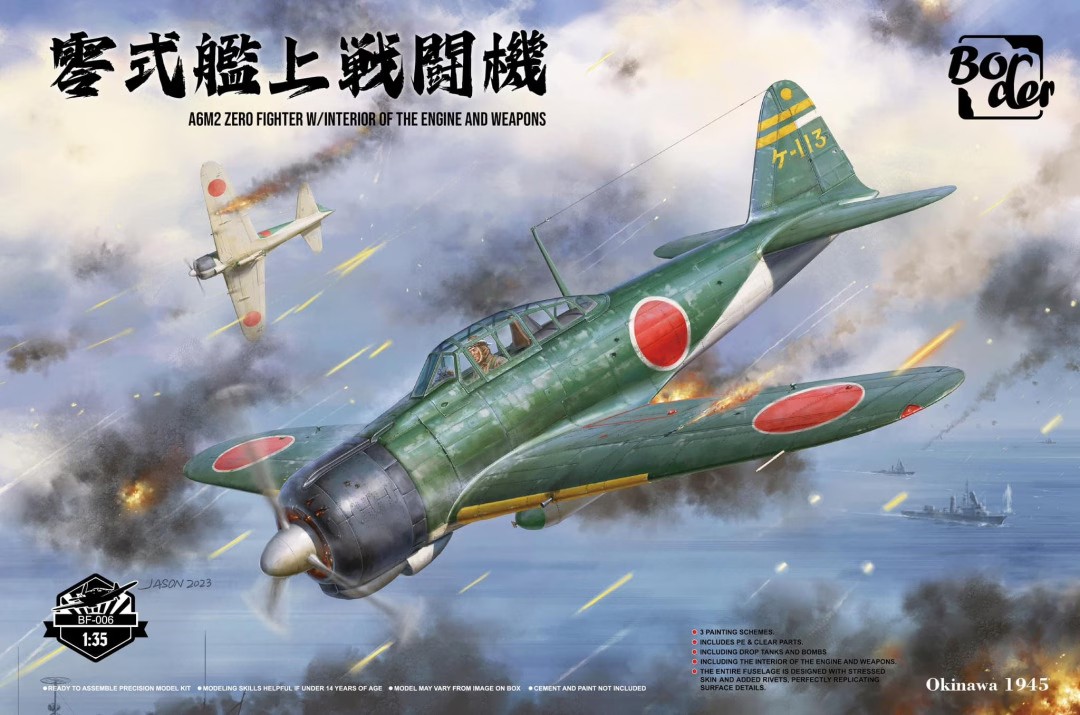 BORDER MODEL 006 1/35  A6M2 ZERO FIGHTER İKİNCİ DÜNYA SAVAŞI JAPON İMPARATORLUĞU SAVAŞ UÇAĞI MAKETİ