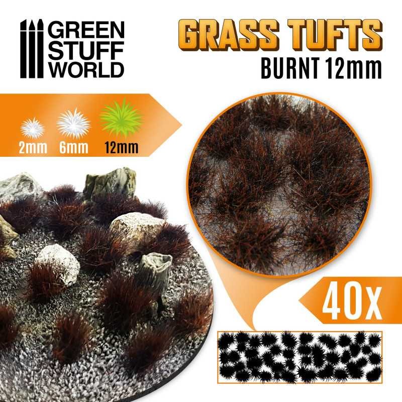 GREEN STUFF WORLD 10667 Grass TUFTS 12mm self-adhesive BURNT - 12MM YANMIŞ ÇİM ÖBEĞİ
