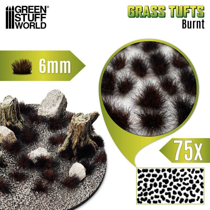 GREEN STUFF WORLD 10675 Grass TUFTS 6mm self-adhesive BURNT - 6MM YANMIŞ ÇİM ÖBEĞİ