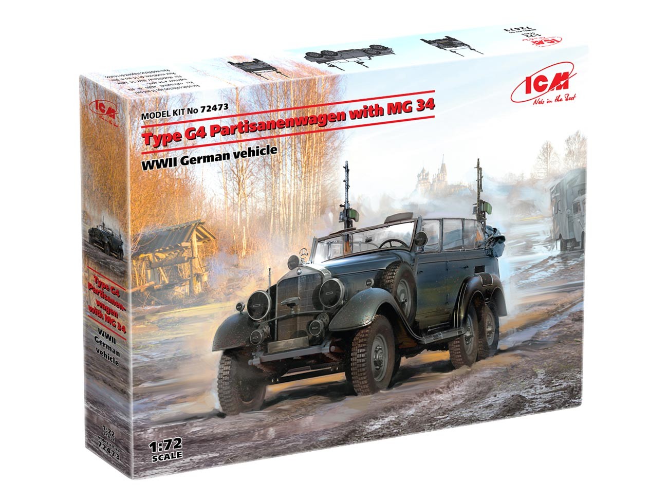 ICM 72473 1/72 Type G4 Partisanenwagen with MG 34, WWII German vehicle ASKERİ ARAÇ MAKETİ