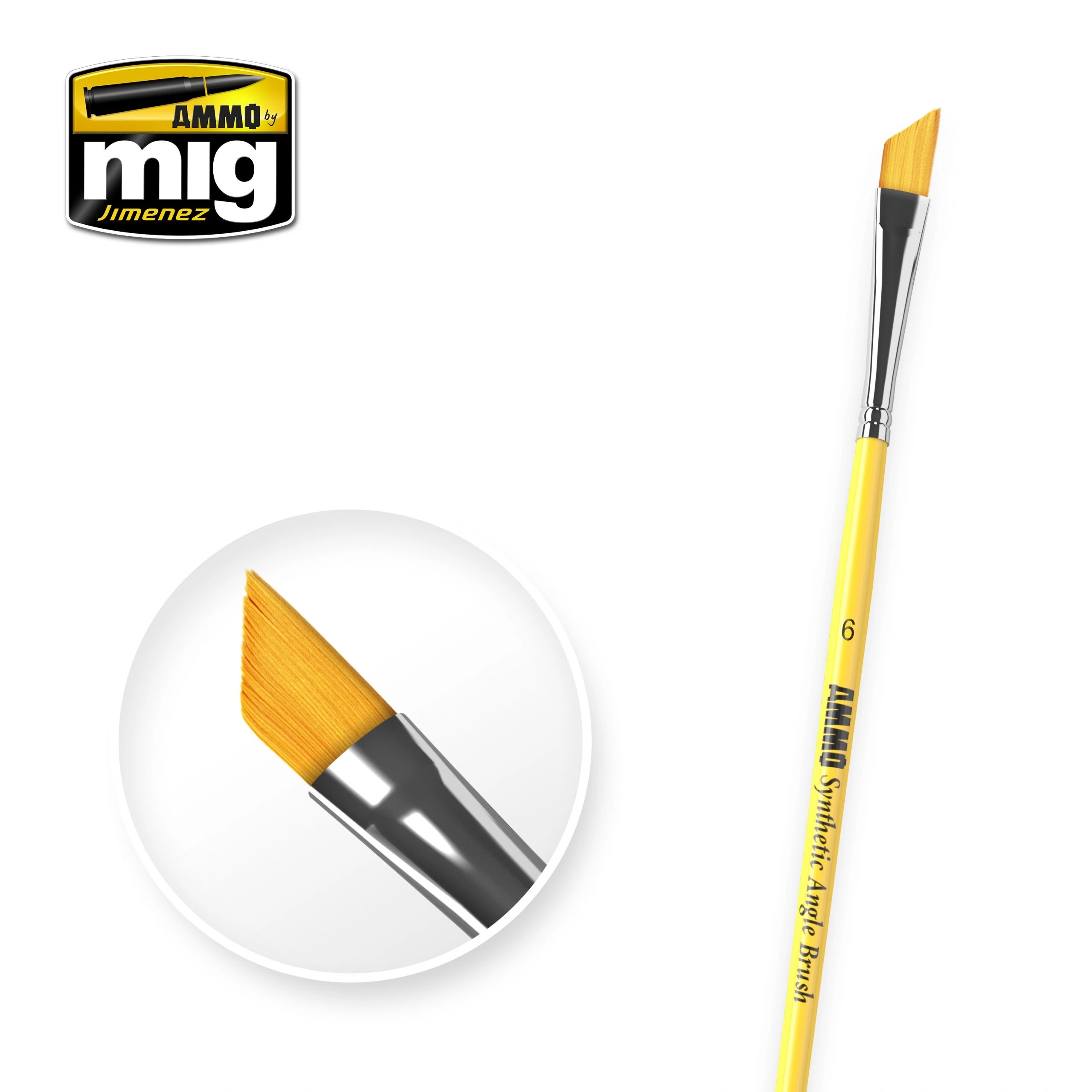 AMMO MIG 8607 6 SYNTHETIC ANGLE BRUSH UCU AÇILI FIRÇA