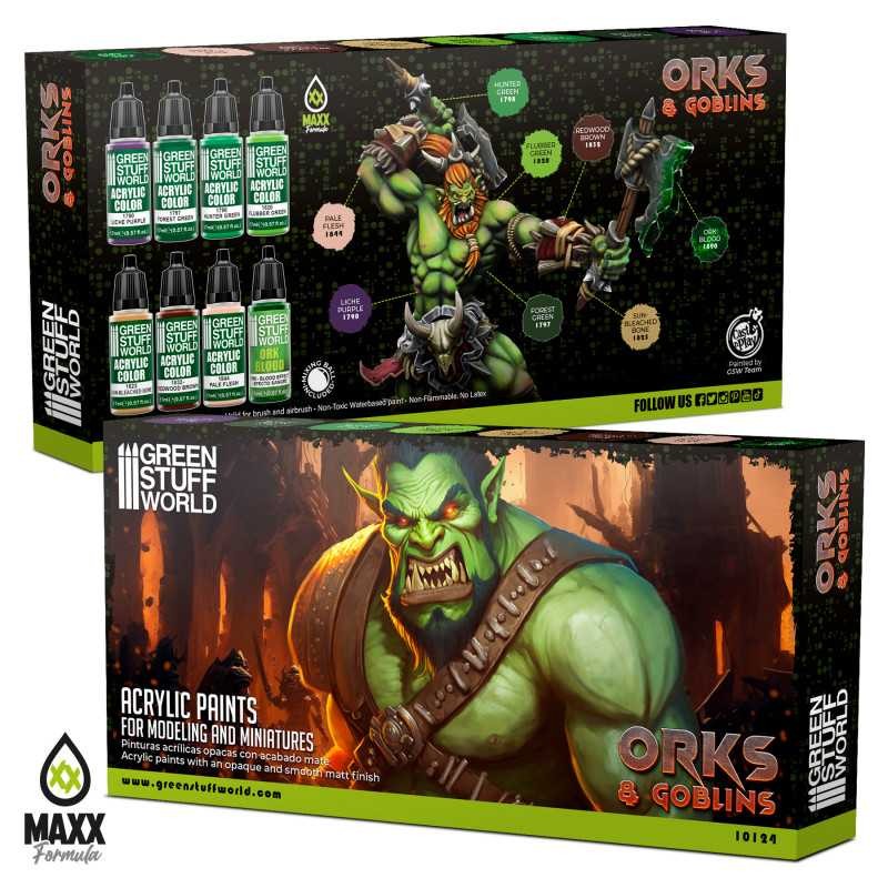 GREEN STUFF WORLD 10124 Paint Set - Orcs and Goblins YEŞİL RENK BOYAMA SETİ