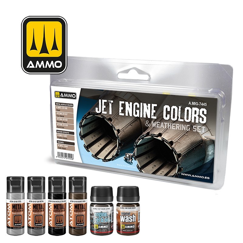 AMMO MIG 7445 Jet Engines Colors & Weathering Set - Jet Motoru Kirletme ve Eskitme Setleri