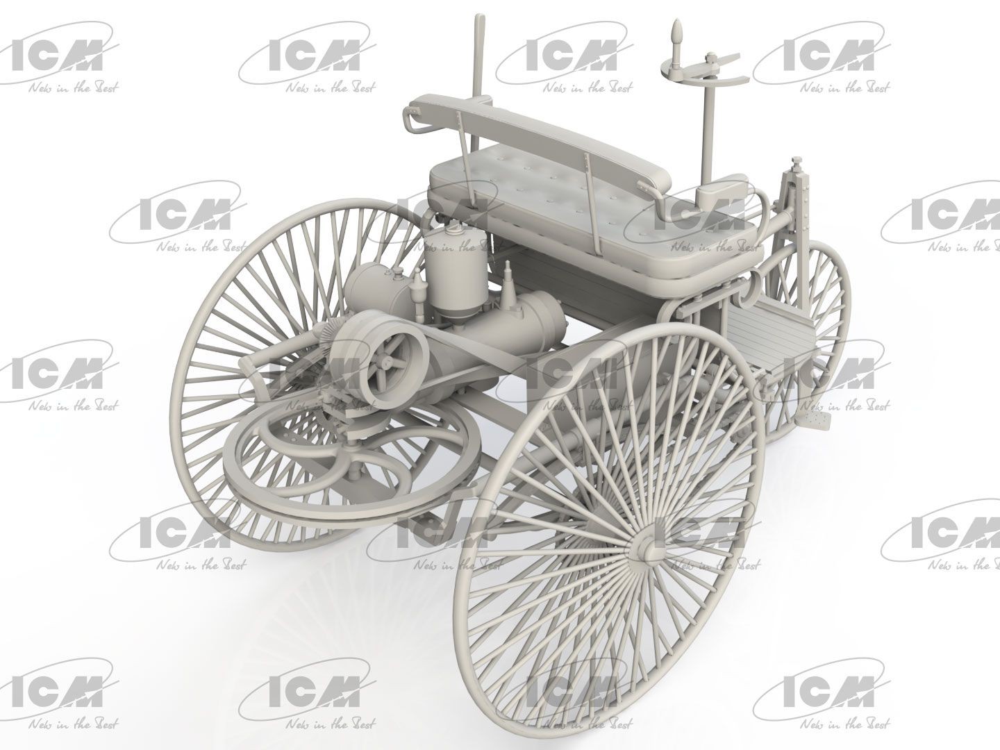 ICM 24042 1/24 BENZ PATENT - MOTORWAGEN 1886 ÜÇ TEKERLİ KOLAY BİRLEŞİM ARABA MAKETİ