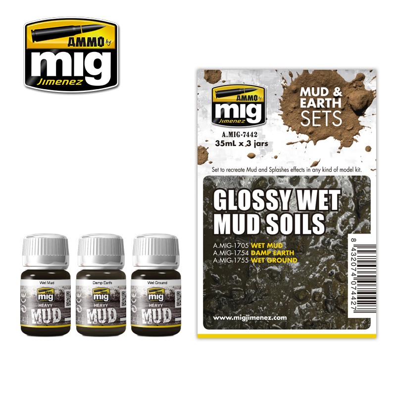 AMMO MIG 7442 Glossy Wet Mud Soils - Islak Çamur Seti