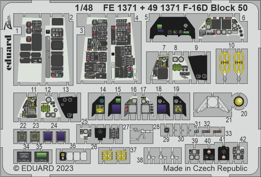 EDUARD FE1371 1/48 F-16D Block 50 KOKPİT DETAY SETİ