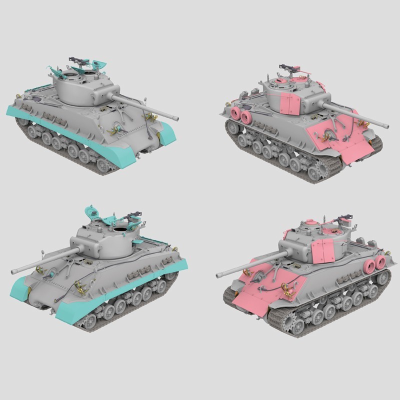 RYE FIELD MODELS 5058 1/35 M4A3 76W HVSS Early type D82081 turret T-66 track Tank Maketi