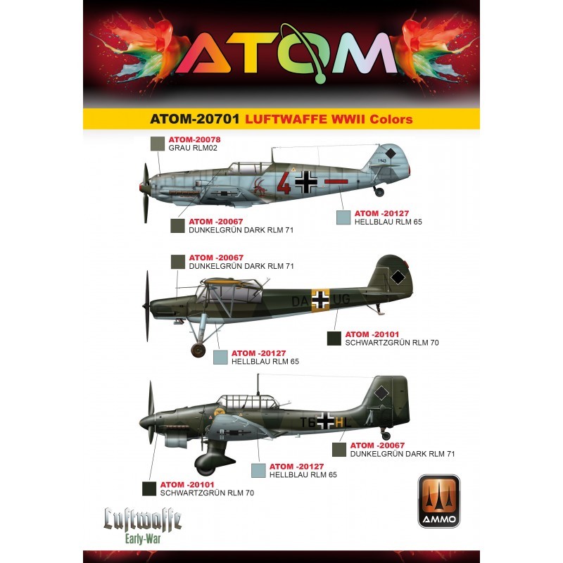 AMMO MIG 20701 ATOM Luftwaffe WWII Colors Set - WW2 Alman Hava Kuvvetleri Seti