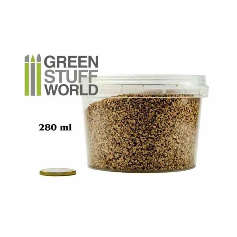 GREEN STUFF WORLD 9079 Fine Basing Grit - 280 ml XL - İNCE TRAŞLANMIŞ MANTAR ZEMİN DOKUSU