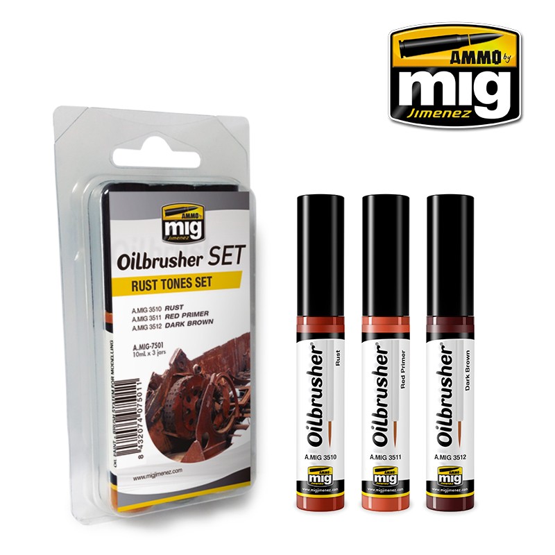 AMMO MIG 7501 OILBRUSHER SET Rust Tones - Pas Renkleri Yağlı Boya Seti