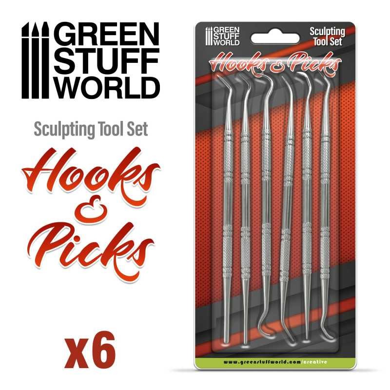 GREEN STUFF WORLD 1250 6x Hook and Pick tool Set - 6'lı Kanca & Kürdan Seti