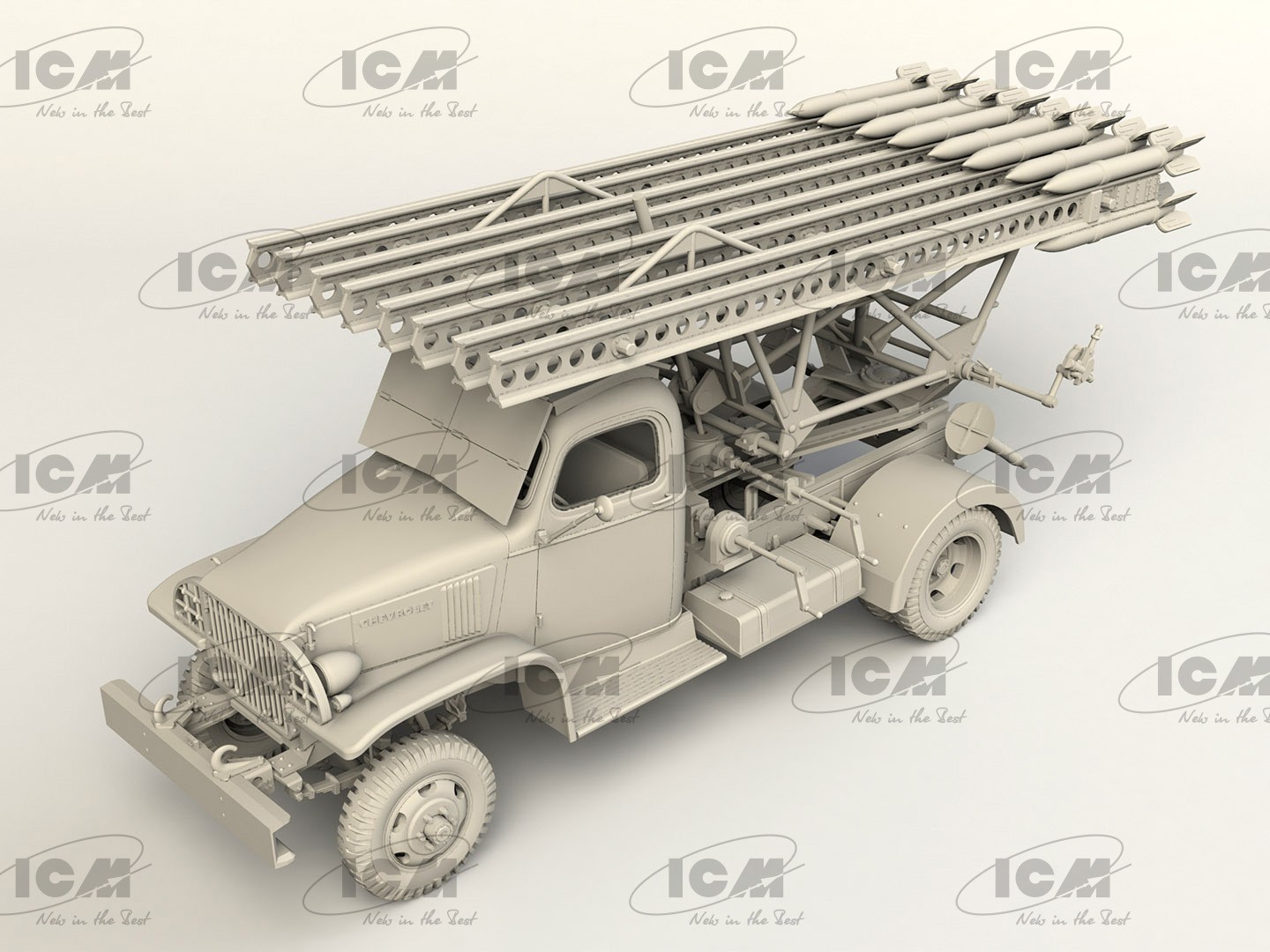 ICM 35596 1/35 G7107 SOVIET SERVICES KATYUSHA ROCKET TRUCK WITH FIGURES ASKERİ ROKET KAMYONU VE FİGÜR MAKETİ