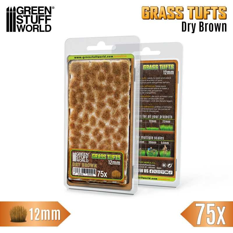 GREEN STUFF WORLD 12940 Grass TUFTS 12mm self-adhesive DRY BROWN - 12MM KURU KAHVERENGİ ÇİM ÖBEĞİ