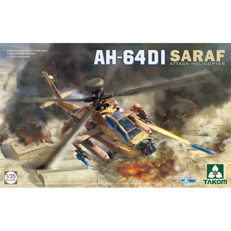 TAKOM 2605 1/35 AH-64DI Saraf Attack Helicopter Saldırı Helikopteri Maketi