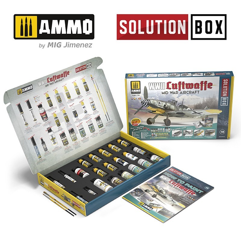 AMMO MIG 7726 WWII Luftwaffe Mid War Aircraft SOLUTION BOX - WW2 Orta Dönem Alman Hava Kuvvetleri BOYAMA SETİ