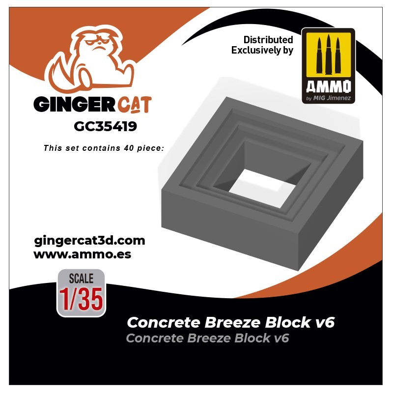 Ginger Cat 35419 1/35 Concrete Breeze Blocks Version 6 (40pcs) Reçine Detay Seti