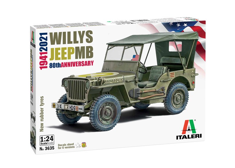 ITALERI 3635 1/24 Willys Jeep MB 80th Anniversary 1941-2021 ASKERİ ARAÇ MAKETİ