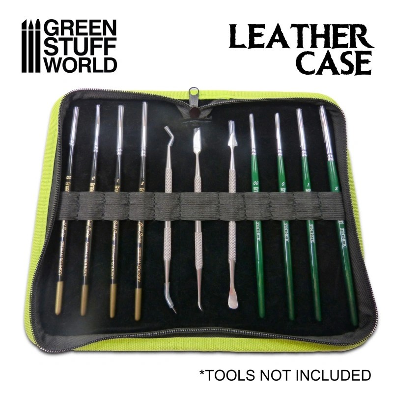 GREEN STUFF WORLD 1572 Premium Leather Case for Tools and Brushes - DERİ KÜÇÜK EL ALETİ VE FIRÇA TAŞIMA ÇANTASI