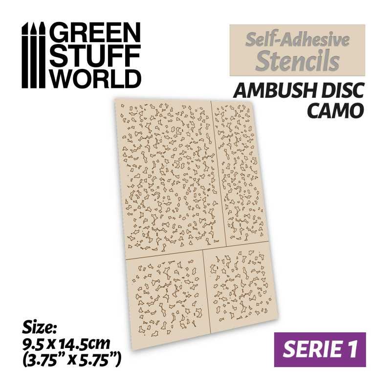 GREEN STUFF WORLD 10739 Self-adhesive stencils - Ambush Disc Camo