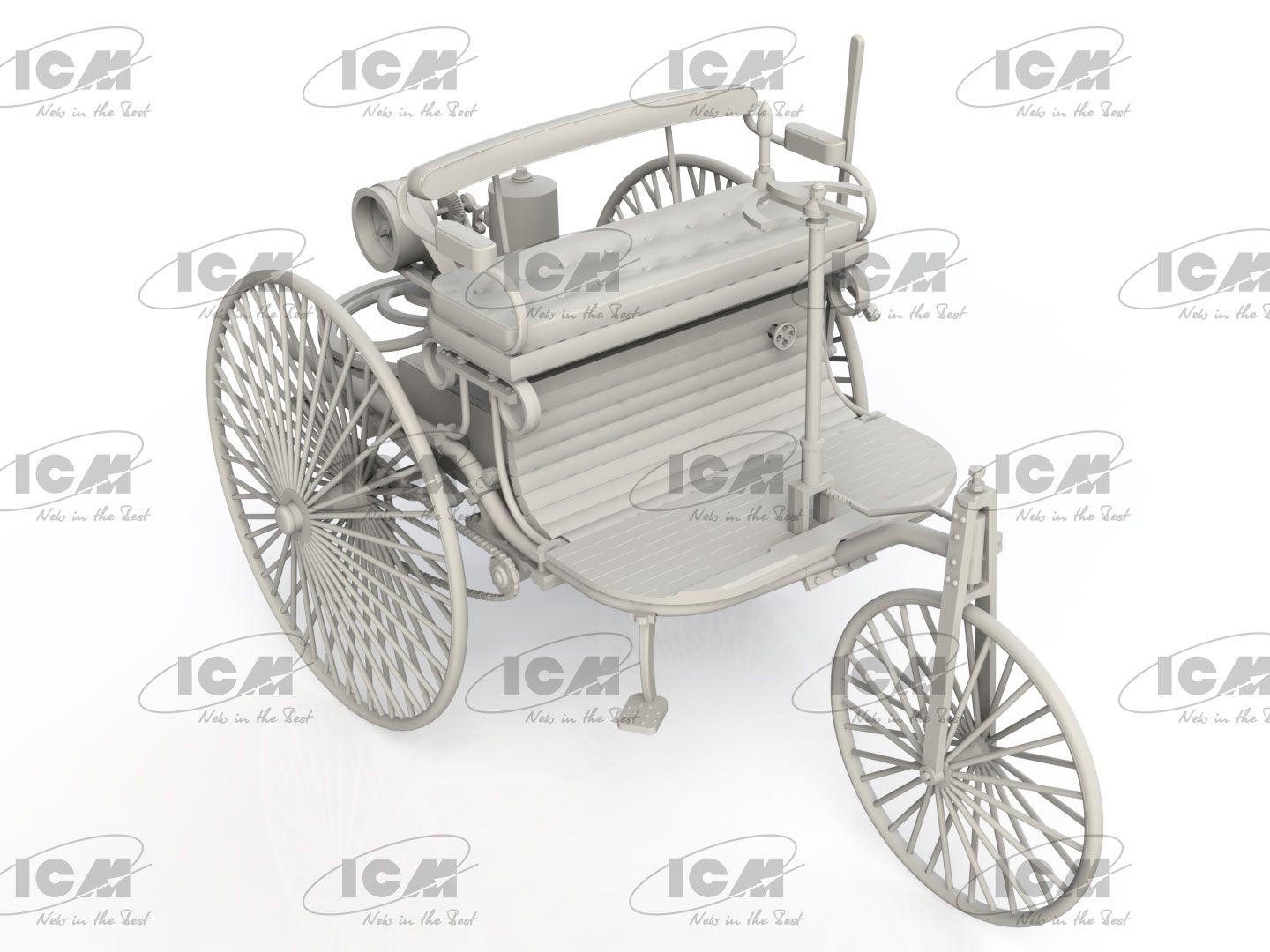 ICM 24042 1/24 BENZ PATENT - MOTORWAGEN 1886 ÜÇ TEKERLİ KOLAY BİRLEŞİM ARABA MAKETİ