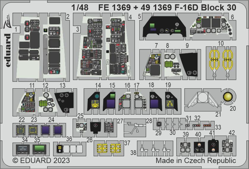 EDUARD FE1369 1/48 F-16D Block 30 KOKPİT DETAY SETİ