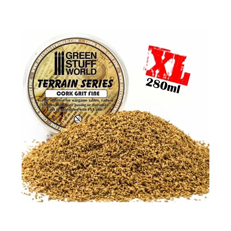 GREEN STUFF WORLD 9079 Fine Basing Grit - 280 ml XL - İNCE TRAŞLANMIŞ MANTAR ZEMİN DOKUSU