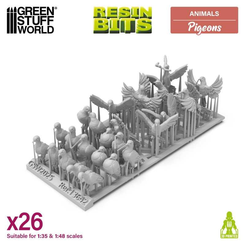 GREEN STUFF WORLD 13642 3D printed set - Pigeons GÜVERCİNLER