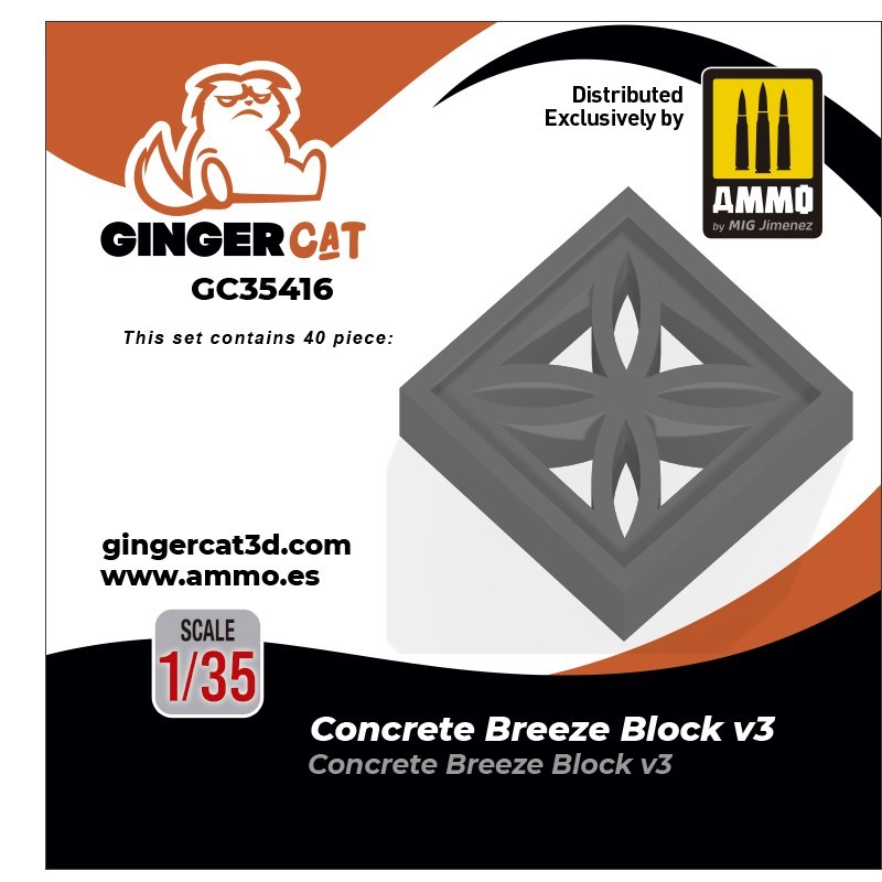 Ginger Cat 35416 1/35 Concrete Breeze Blocks Version 3 (40pcs) Reçine Detay Seti