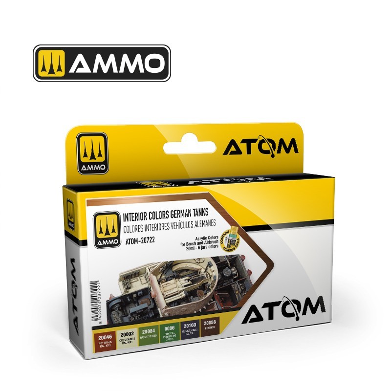 AMMO MIG 20722 ATOM Interior colors German Tanks Set-  ALMAN TANKLARI İÇİ BOYA SETİ