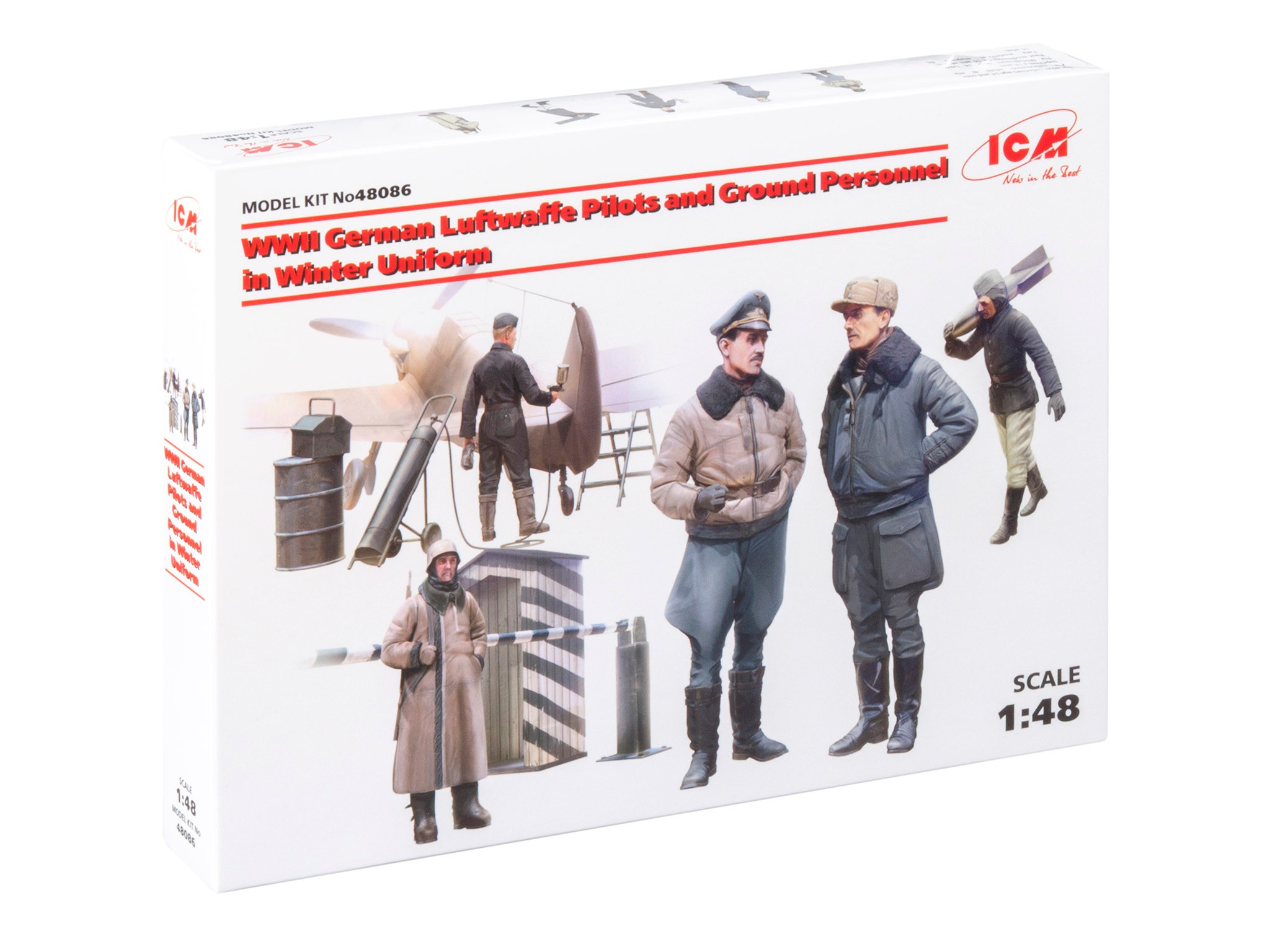 ICM 48086 1/48 WWII German Luftwaffe Pilots and Ground Personnel in Winter Uniform (5 figures) FİGÜR MAKETİ